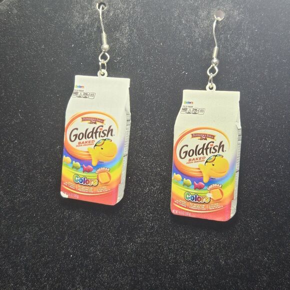 Drop Dangle Pierced Earrings Goldfish Colors Crackers Costume Jewelry Novelty - Picture 4 of 13